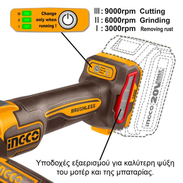 Γωνιακός Τροχός Μπαταρίας 115mm 20V Li-Ion SOLO