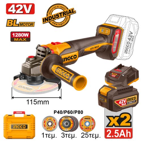 CAGLI4128112E-1.jpg Γωνιακός Τροχός Μπαταρίας 115mm 42V Li-Ion