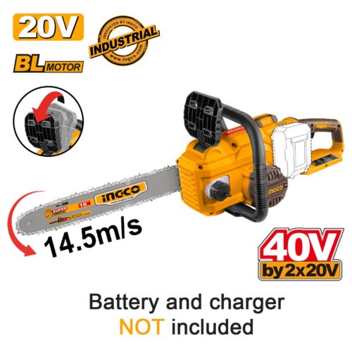 CGSLI40168-1.jpg Αλυσοπρίονο Μπαταρίας 2x20V Li-Ion με 16"/40cm Λάμα SOLO