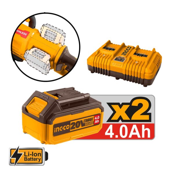 Αλυσοπρίονο Μπαταρίας 2x20V Li-Ion με 16"/40cm Λάμα