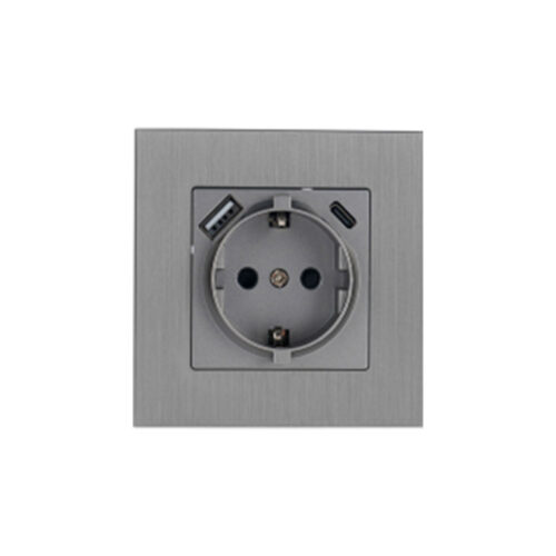 S107GR.jpg ΠΡΙΖΑ ΣΟΥΚΟ ΧΩΝΕΥΤΗ & USB & TYPE C 16A ΓΚΡΙ