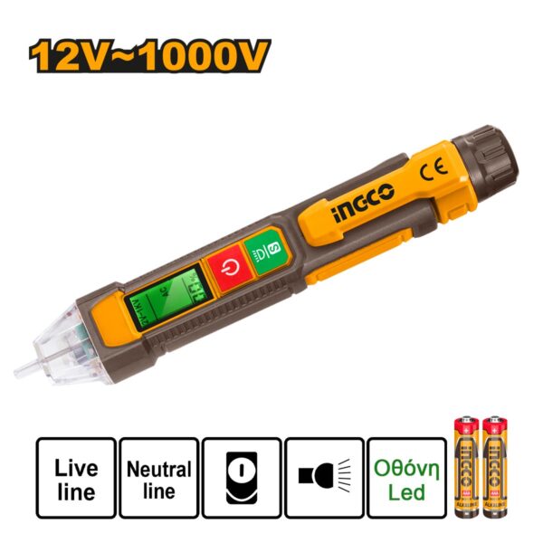 Ανέπαφο Δοκιμαστικό Τάσης AC 12-1000V/ Φακός led / Οθόνη led