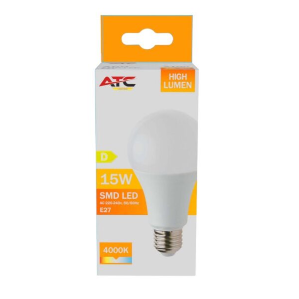 ATC SMD LED High Lumen Λαμπτήρας A60 230V 15W/2100LM E27 4000K