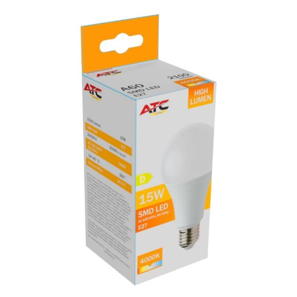 ATC SMD LED High Lumen Λαμπτήρας A60 230V 15W/2100LM E27 4000K