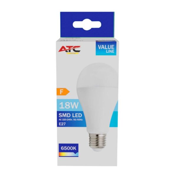 ATC SMD LED Λαμπτήρας A65 230V 18W/1850LM E27 6500K