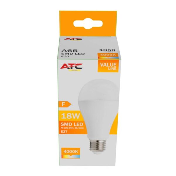 a65_2_5_.jpg ATC SMD LED Λαμπτήρας A65 230V 18W/1850LM E27 4000K
