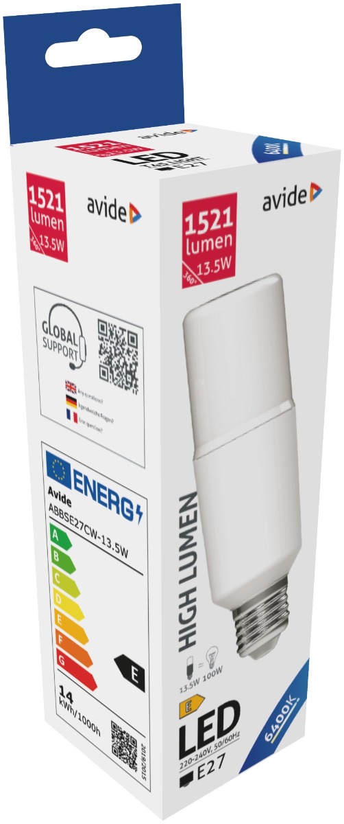 abbse27cw-135w_avide-led-bright-stick-izzo-t45-135w-e27-cw-6400k.jpg Avide LED Bright Stick Bulk T45 13.5W E27 Ψυχρό 6400K