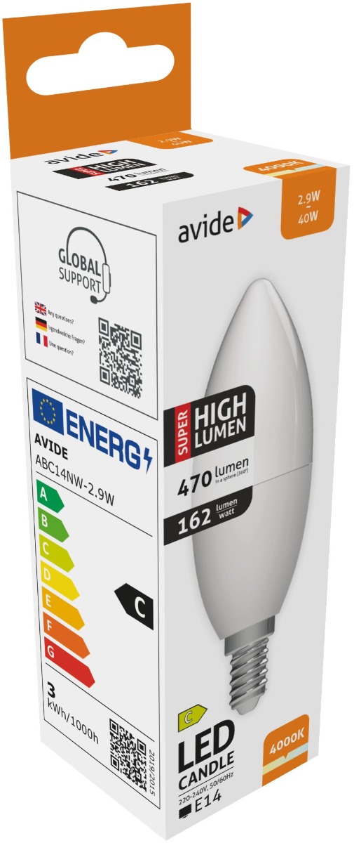 abc14nw-29w_avide-led-candle-29w-e14-nw-4000k-super-high-lumen.jpg Avide LED Κερί 2.9W E14 Λευκό 4000K Super Υψηλής Φωτεινότητας