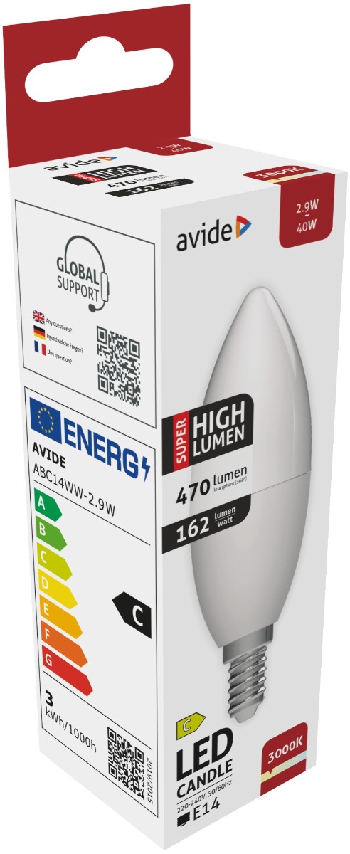 abc14ww-29w_avide-led-candle-29w-e14-ww-3000k-super-high-lumen.jpg Avide LED Κερί 2.9W E14 Θερμό 3000K Super Υψηλής Φωτεινότητας