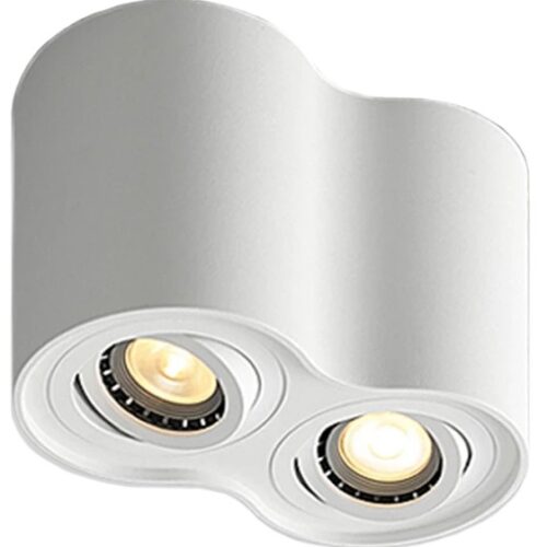 Avide Φωτιστικό Οροφής GU10 Spot Light Στρογγυλό Λευκό Περιστρεφόμενο Διπλό