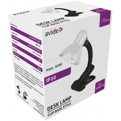 abdl-clip-w-6feher-max-60w-400x400-1.jpg Avide Basic Φωτιστικό Γραφείου Κλιπ Λευκό Max 60W