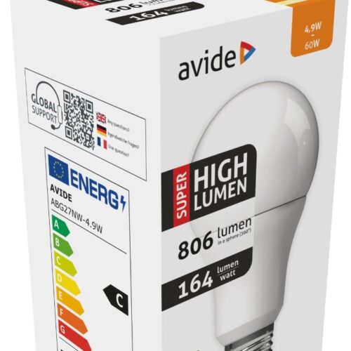 abg27nw-49w_avide-led-globe-a60-49w-e27-nw-4000k-super-high-lumen.jpg Avide LED Κοινή A60 4.9W E27 Λευκό 4000K Super Υψηλής Φωτεινότητας