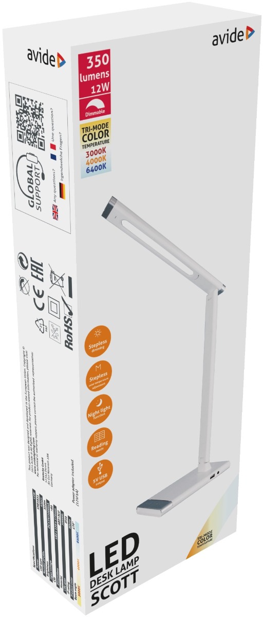 Avide LED Φωτιστικό Γραφείου Scott Άσπρο12W