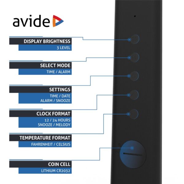 Avide LED Φωτιστικό Γραφείου Δερμάτινο με Ημερολόγιο Μαύρο 6W