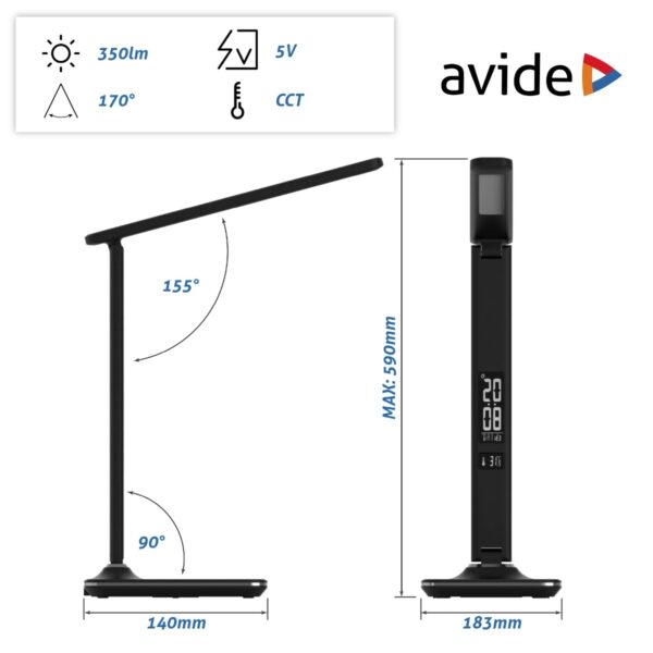 Avide LED Φωτιστικό Γραφείου Δερμάτινο με Ημερολόγιο Μαύρο 6W