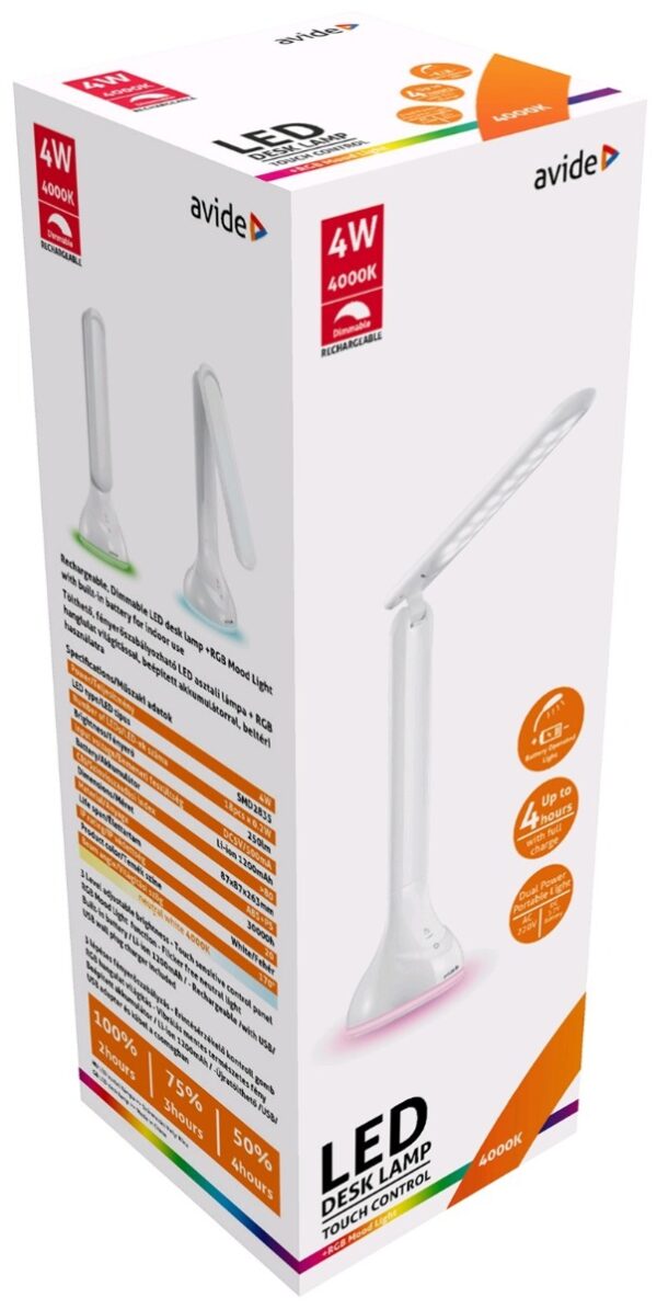 abldlrgb-mood-4w_avide-led-asztali-lampa-rgb-hangulatvilagitas-feher-4w.jpg Avide LED Φωτιστικό Γραφείου RGB Mood Light Άσπρο 4W