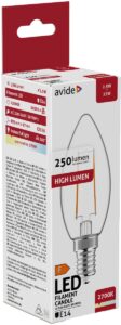 Avide LED Filament Κερί 2.5W E14 360° Θερμό 2700K Υψηλής Φωτεινότητας