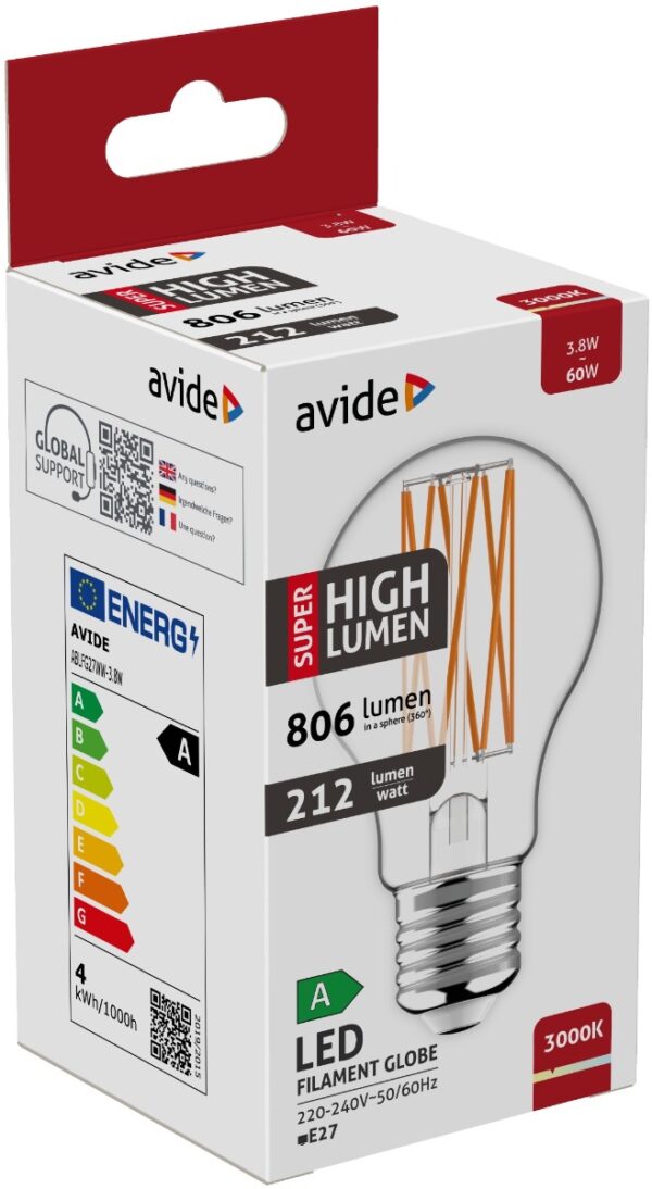 ablfg27ww-38w_avide-led-filament-globe-38w-e27-ww-3000k-super-high-lumen.jpg Avide LED Filament Κοινή 3.8W E27 Θερμό 3000K Super Υψηλής Φωτεινότητας