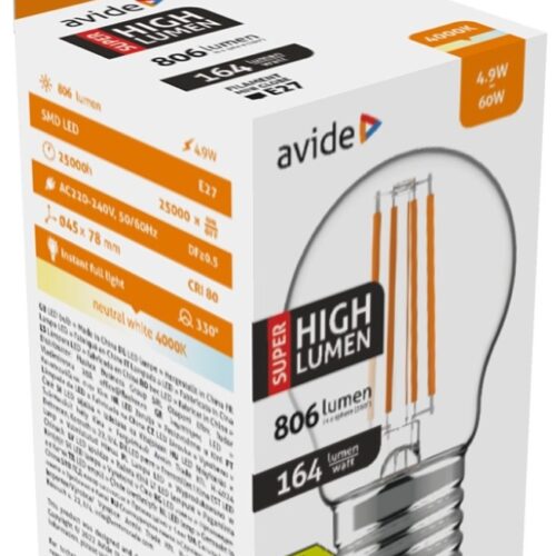 ablfmg27nw-49w-shl_avide-led-filament-mini-globe-49w-e27-nw-4000k-super-high-lumen.jpg Avide LED Filament Σφαιρική 4.9W E27 Λευκό 4000K Super Υψηλής Φωτεινότητας