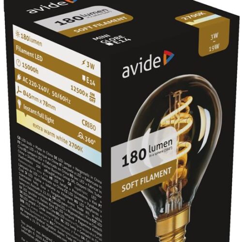 ablsfmg14ew-3w.jpg Avide LED Soft Filament Σφαιρική 3W E14 360° Θερμό 2700K