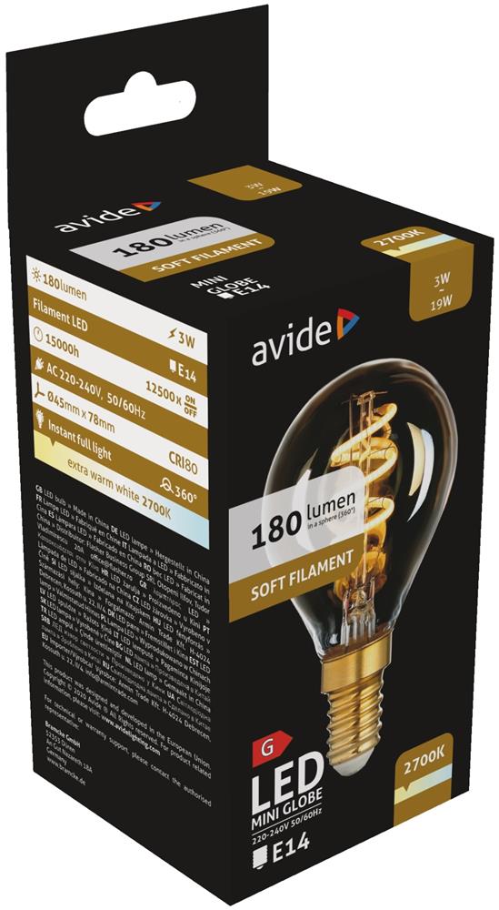 ablsfmg14ew-3w.jpg Avide LED Soft Filament Σφαιρική 3W E14 360° Θερμό 2700K
