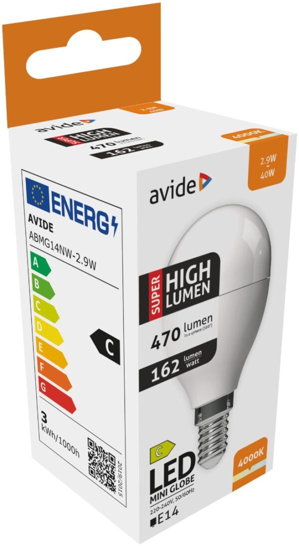 abmg14nw-29w_avide-led-globe-mini-g45-29w-e14-nw-4000k-super-high-lumen.jpg Avide LED Σφαιρική G45 2.9W E14 Λευκό 4000K Super Υψηλής Φωτεινότητας