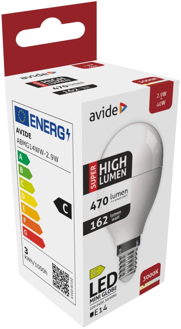 abmg14ww-29w_avide-led-globe-mini-g45-29w-e14-ww-3000k-super-high-lumen.jpg Avide LED Σφαιρική G45 2.9W E14 Θερμό 3000K Super Υψηλής Φωτεινότητας