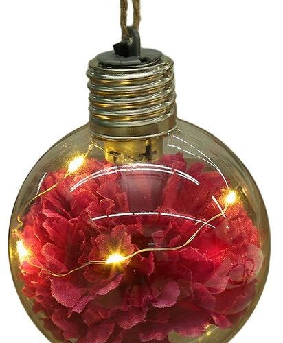 Artezan Χριστουγεννιάτικη Μπάλα Λουλούδι Mini LED 8cm Βαθύ Κόκκινο 1τμχ/κουτί με Μπαταρία (Lr44/V13)