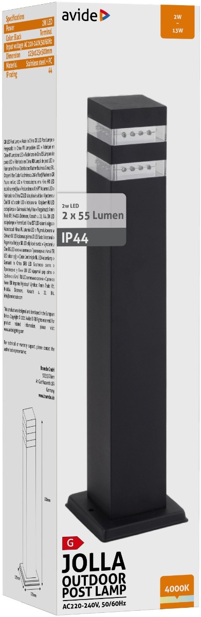 aolpl-jl-nw-b_avide-kulteri-allo-lampa-jolla-led-2w-nw-500mm-ip44-fekete.jpg Avide Outdoor Post Lamp Jolla LED 2W NW 500mm IP44 Black