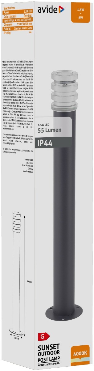 aolpl-sun-nw-an_avide-kulteri-allo-lampa-sunset-led-15w-nw-500mm-ip44-antracit.jpg Avide Εξωτερικό Φωτιστικό Κήπου Sunset LED 1.5W Λευκό 500mm IP44 Ανθρακί
