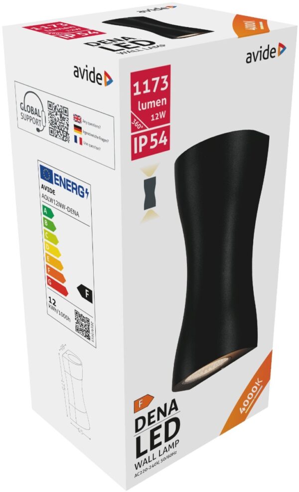 aolw12nw-dena_avide-kulteri-fali-lampa-dena-led-12w-nw-ip54.jpg Avide Εξωτερικό Φωτιστικό Τοίχου Dena LED 12W Λευκό 4000K IP54