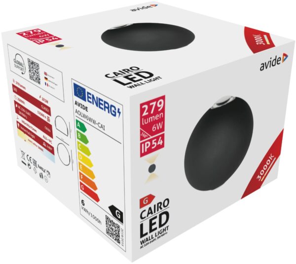 Avide Εξωτερικό Φωτιστικό Τοίχου Cairo 2 Way LED 6W Θερμό 3000K IP54