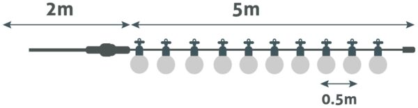 Avide Εξωτερική Γιρλάντα 5m Θερμό Decor 3xAA (Δεν περιλαμβ.)