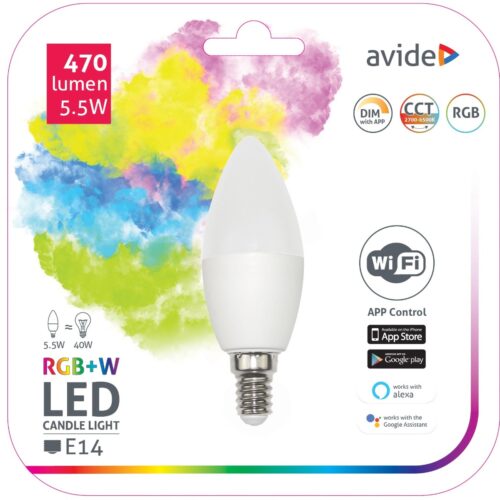 asc14rgbw-55w-wifi_avide-smart-led-candle-55w-rgb-w-wifi-app-control.jpg Avide LED Smart Κερί 5.5W RGB+W WIFI APP Control