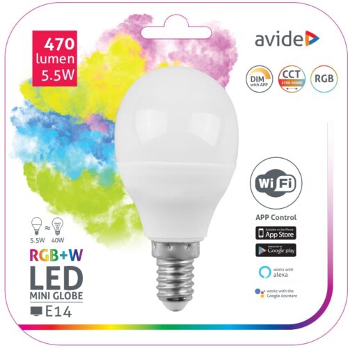 asmg14rgbw-55w-wifi_avide-smart-led-mini-globe-55w-rgb-w-wifi-app-control.jpg Avide LED Smart Σφαιρική 5.5W RGB+W WIFI APP Control