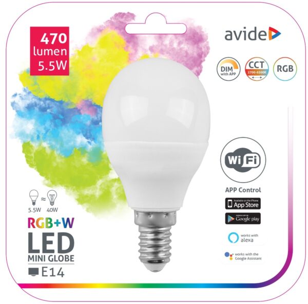 asmg14rgbw-55w-wifi_avide-smart-led-mini-globe-55w-rgb-w-wifi-app-control.jpg Avide LED Smart Σφαιρική 5.5W RGB+W WIFI APP Control