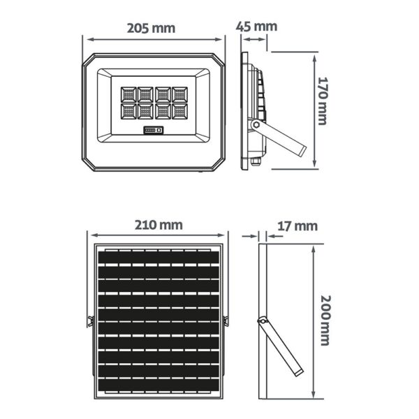 Avide Ηλιακός Προβολέας LED 50W CCT με Ξεχωριστό Ηλιακό Πάνελ και Τηλεχειριστήριο