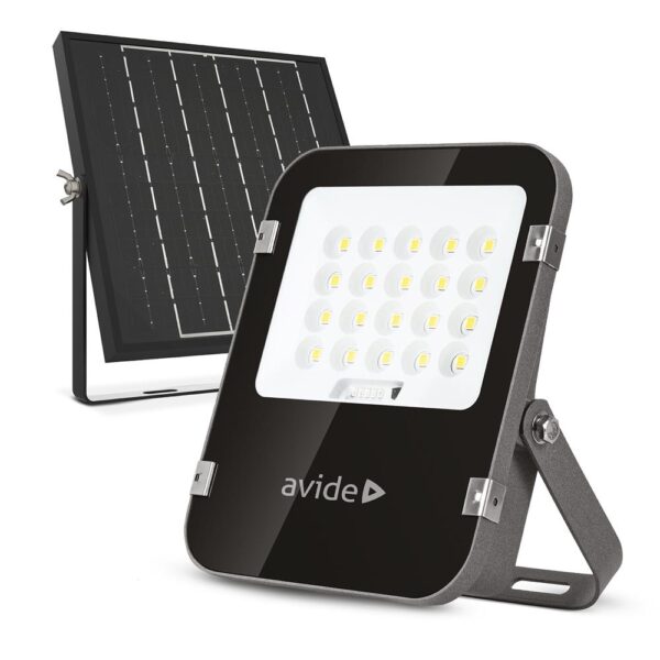 Avide LED Ηλιακός Προβολέας 50W CW 6400K με Ξεχωριστό Ηλιακό Πάνελ και Τηλεχειριστήριο