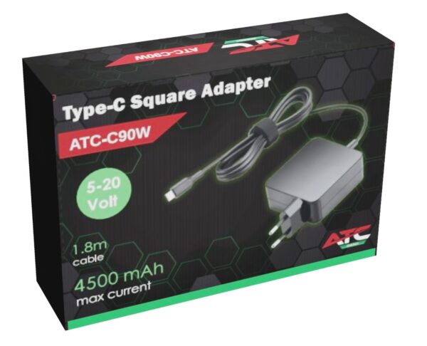 atc-c90w.jpg ATC-C 90W Universal Τετράγωνο Τροφοδοτικό Type-C 5-20V