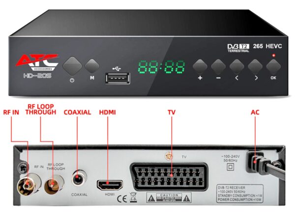 ATC Επίγειος Δέκτης ATC HD-205 T2 H.265