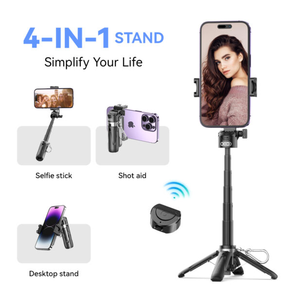 avrdw_1_.jpg XO SS21 Πολυλειτουργικό Mini Bluetooth Selfie Stick 4 σε 1