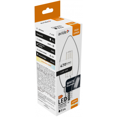 awlfc14nw-45w_avide-led-white-filament-candle-45w-e14-nw-4000k-400x400-1.jpg Avide LED White Filament Κερί 4.5W E14 NW 4000K