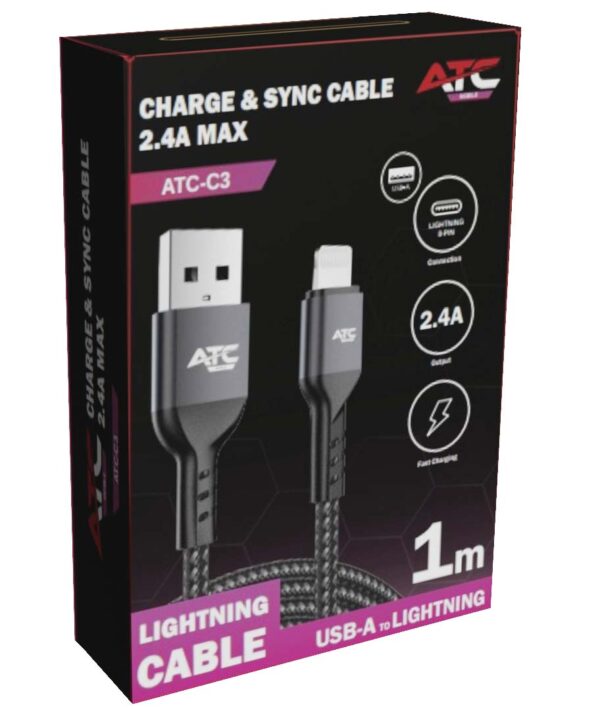ATC-C3 Charge & Sync Cable USB A/L 2.4A max