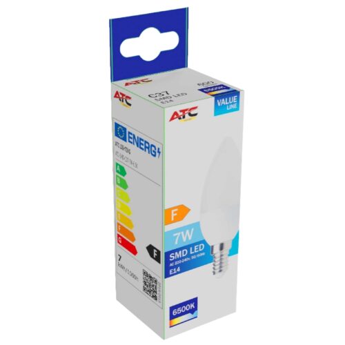 c37_7w_600lm_big_2_.jpg ATC SMD Λαμπτήρας LED Κερί C37 230V 7W/600LM E14 6500K