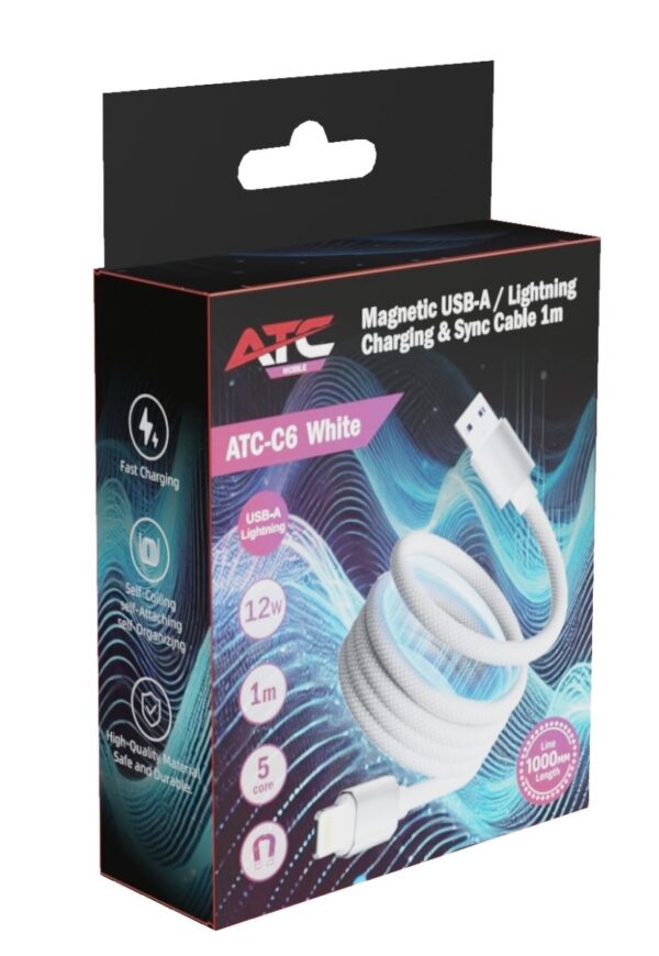 c6_a-l_wh_.jpg ATC-C6 Μαγνητικό Καλώδιο Φόρτισης USB-A σε Lightning 12W 1m Λευκό
