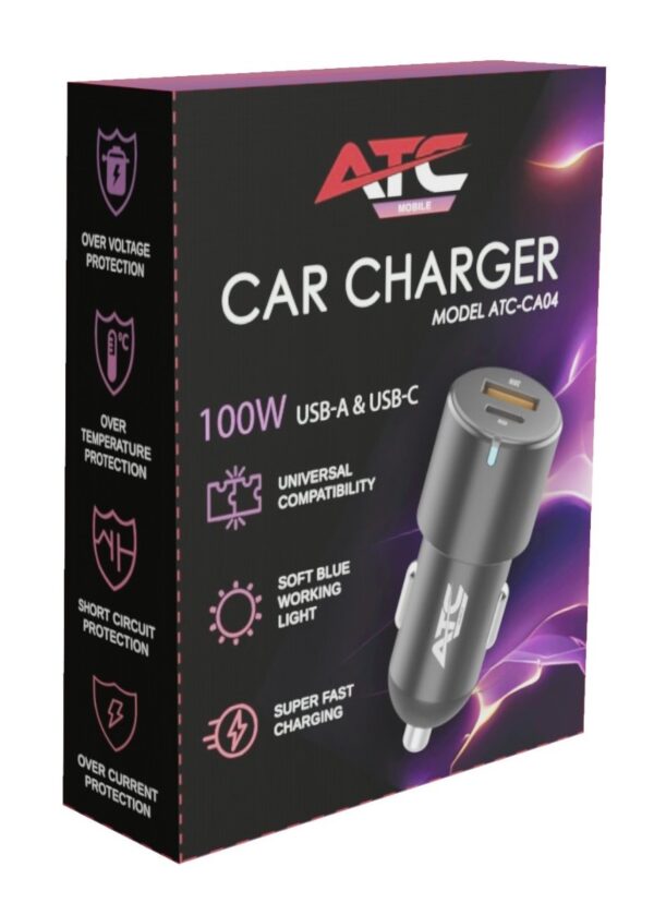 ca04.jpg ATC-CA04 Φορτιστής Αυτοκινήτου USB-A & Type-C 100W