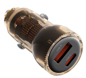 XO CC60 Smart Διαφανής Φορτιστής Αυτοκινήτου A30W+C30W/Ταυτόχρονη 60W Καφέ