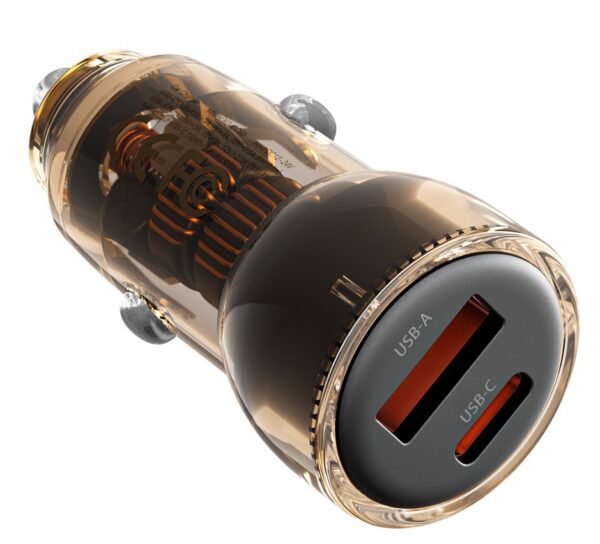 cc60_2_4_.jpg XO CC60 Smart Διαφανής Φορτιστής Αυτοκινήτου A30W+C30W/Ταυτόχρονη 60W Καφέ