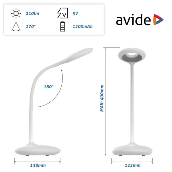 Avide LED Φωτιστικό Γραφείου Minimal Άσπρο 4W