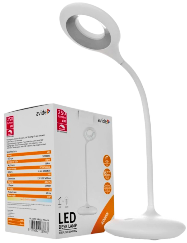 Avide LED Φωτιστικό Γραφείου Minimal Άσπρο 4W
